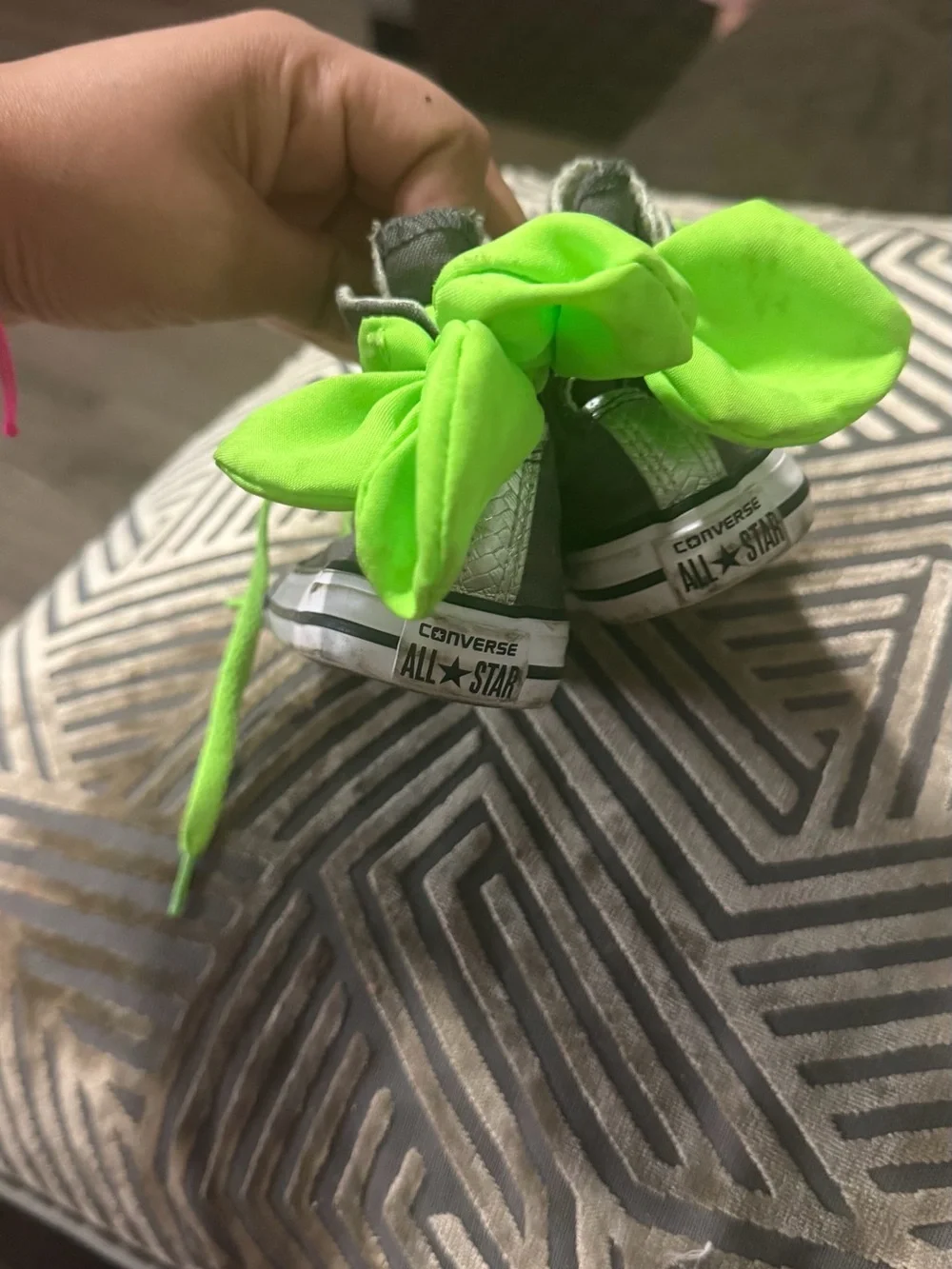 Converse Kids High-Top Sneakers in Neon Green and Silver
